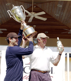 John Dane and Austin Sperry with Bacardi Trophy,. Photo by Jan Walker